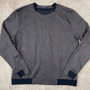 Robert Barakett Shirt Men XXL Brown Plaid Waverton LS Rib Insert Crewneck Preppy